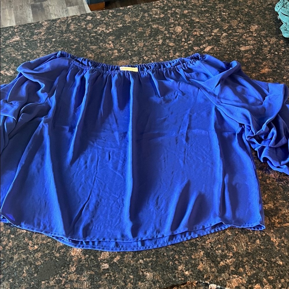 Catherine Malandrino Royal Blue Off-Shoulder Top 1X